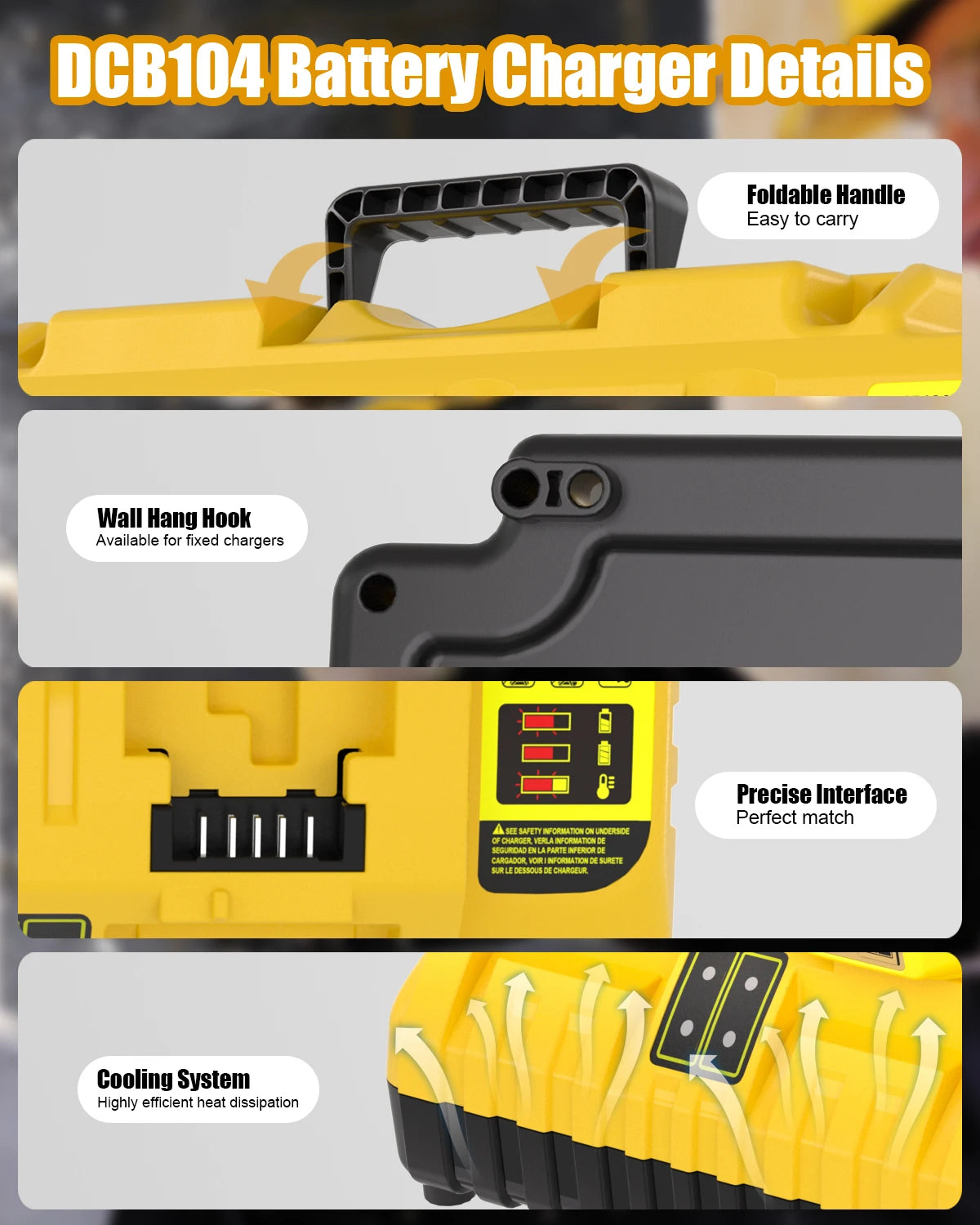Replacement for Dewalt Battery Charger ,4 Port