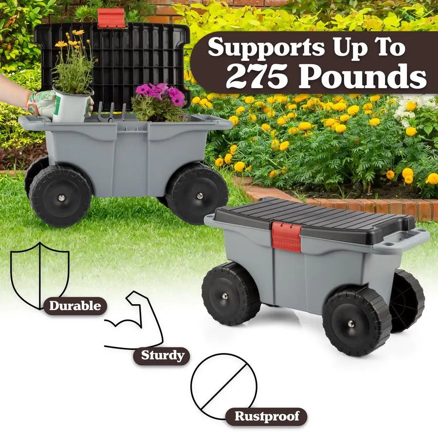 Rolling Garden Cart with Seat