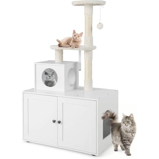 Litter Box Enclosure with Cat Tree