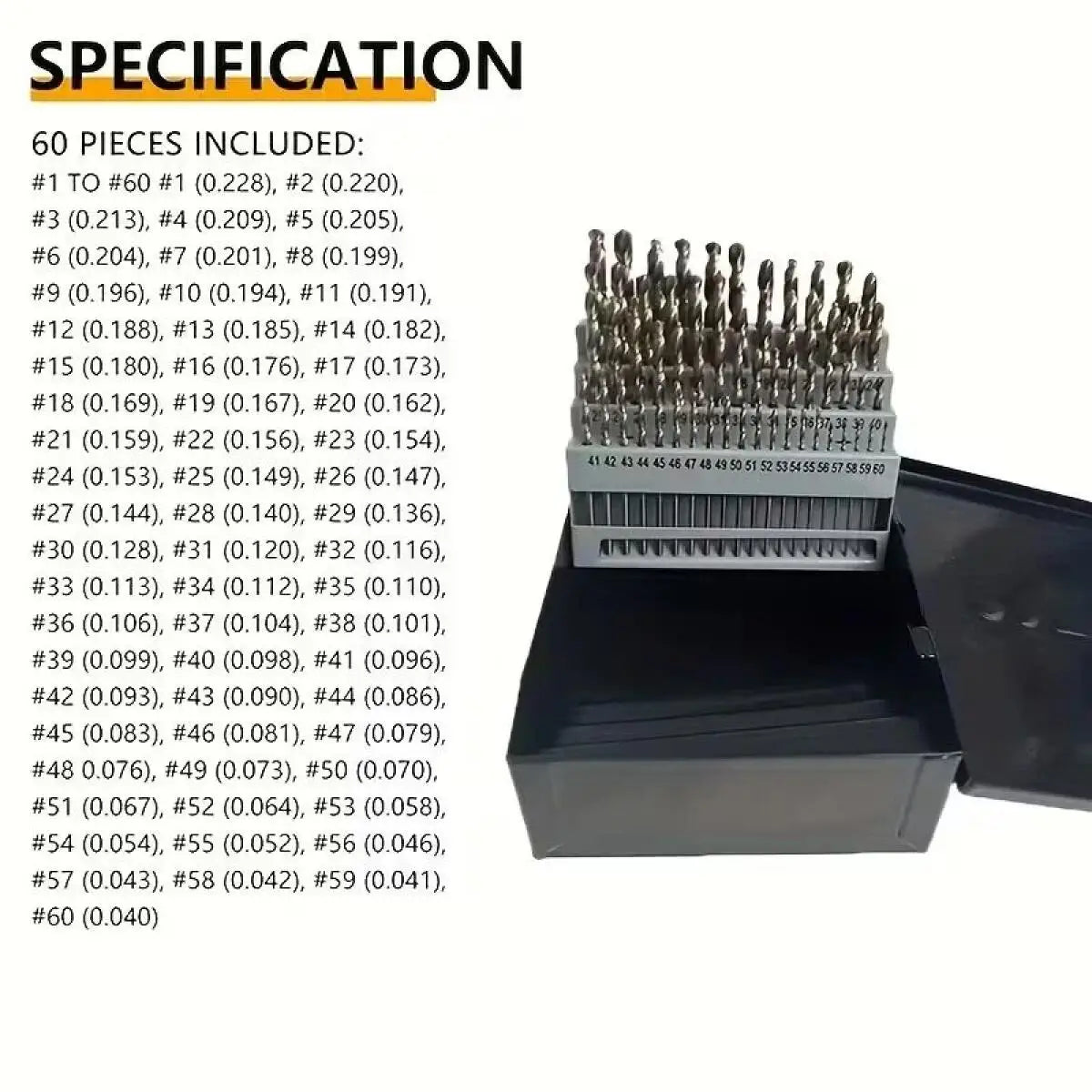 60Pcs Twist Drill Bits