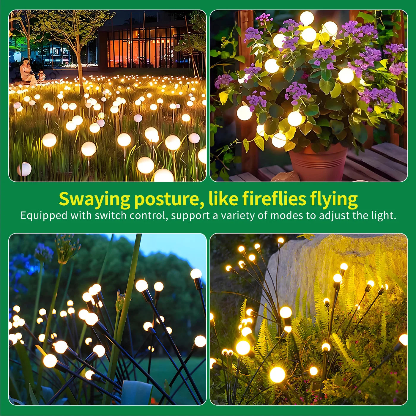 8-Head Solar Firefly Lights LED