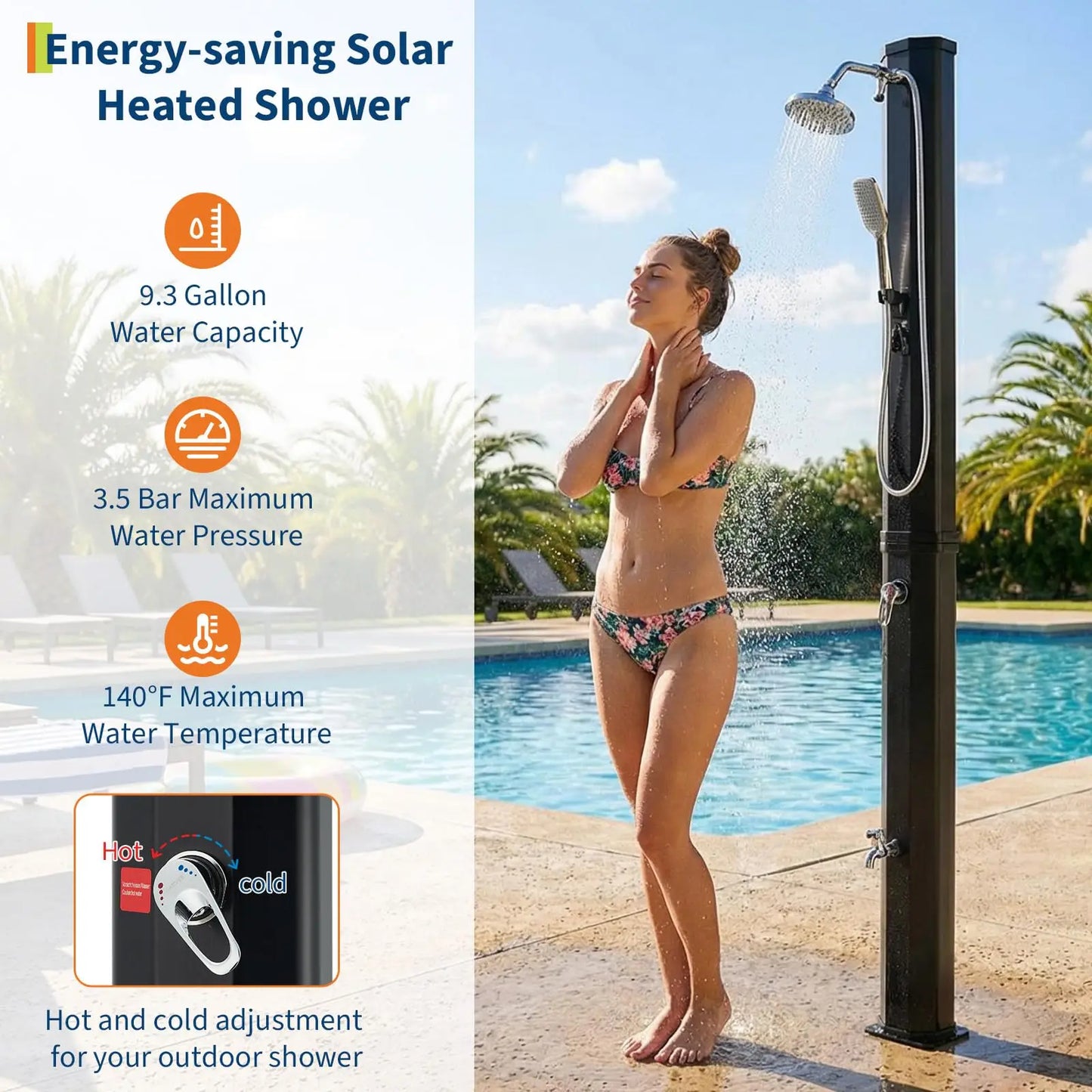 Solar Heated Pool Shower