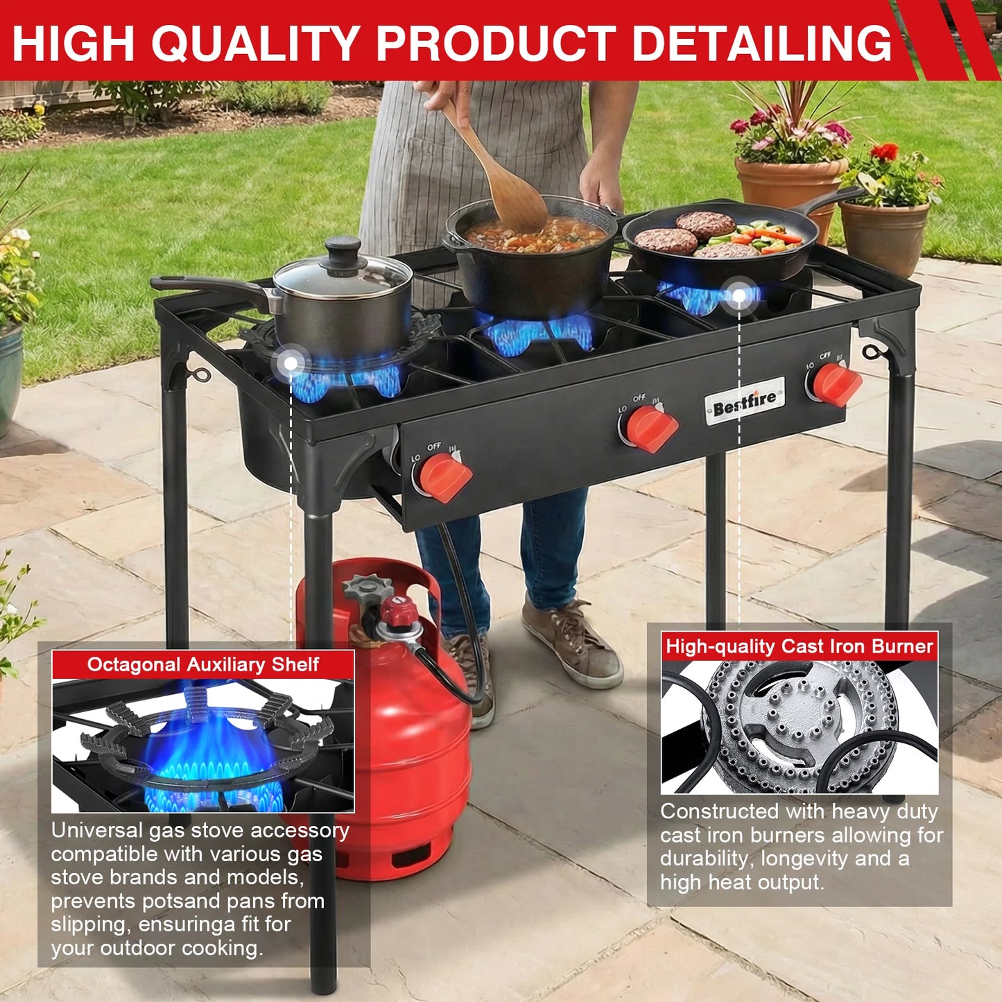 3 Burner Propane Camping Stove