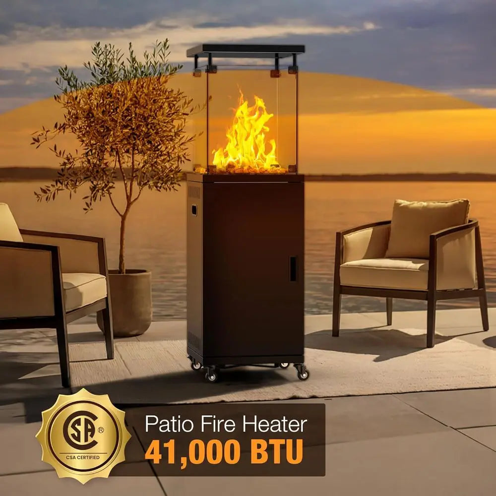 Propane Patio Heater with Lockable Wheels and Cover