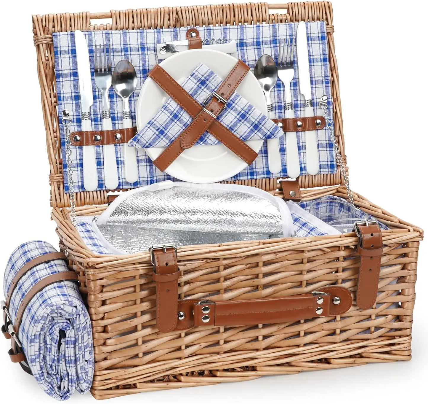 2-Person Wicker Picnic Basket Set