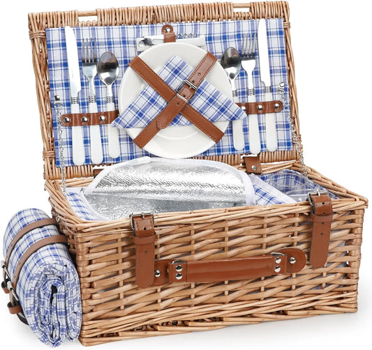 2-Person Wicker Picnic Basket Set