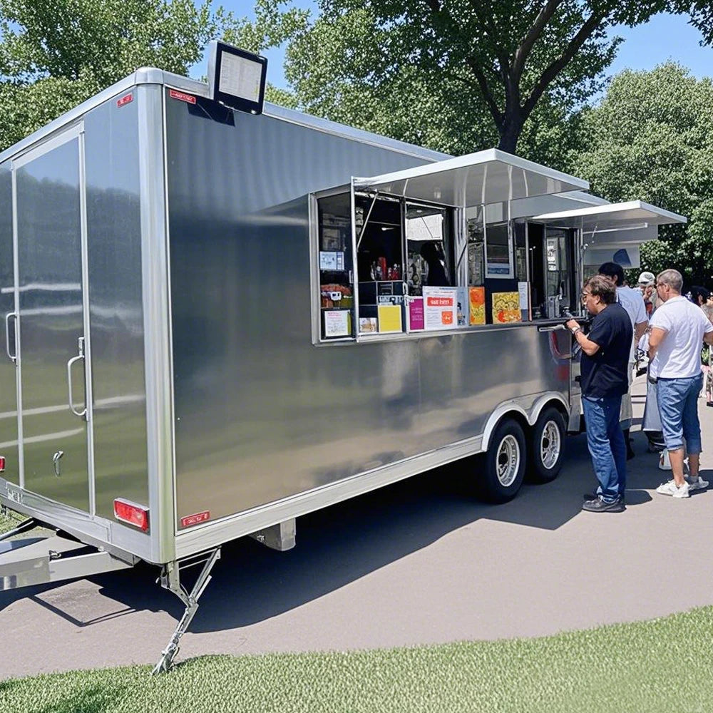Affordable 26ft Equipped Food Truck Hot Dog Food Cart Fast Food Mobile Kitchen Trailer for Sale USA
