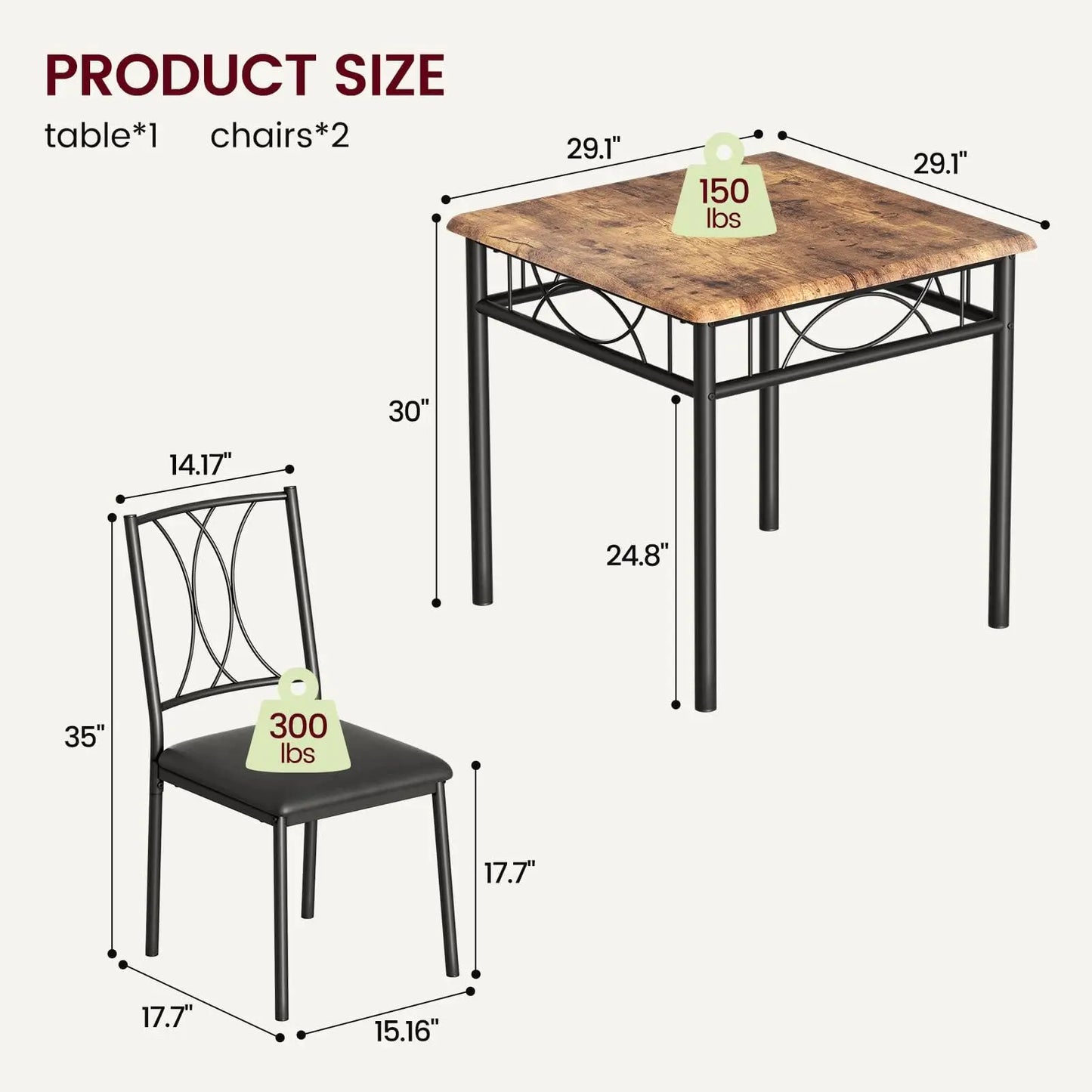 3-Piece Dining Table Set