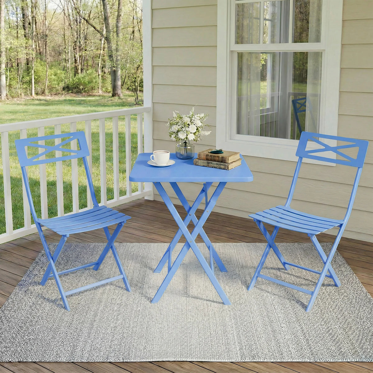 BLUE Folding 3-Piece Bistro Set