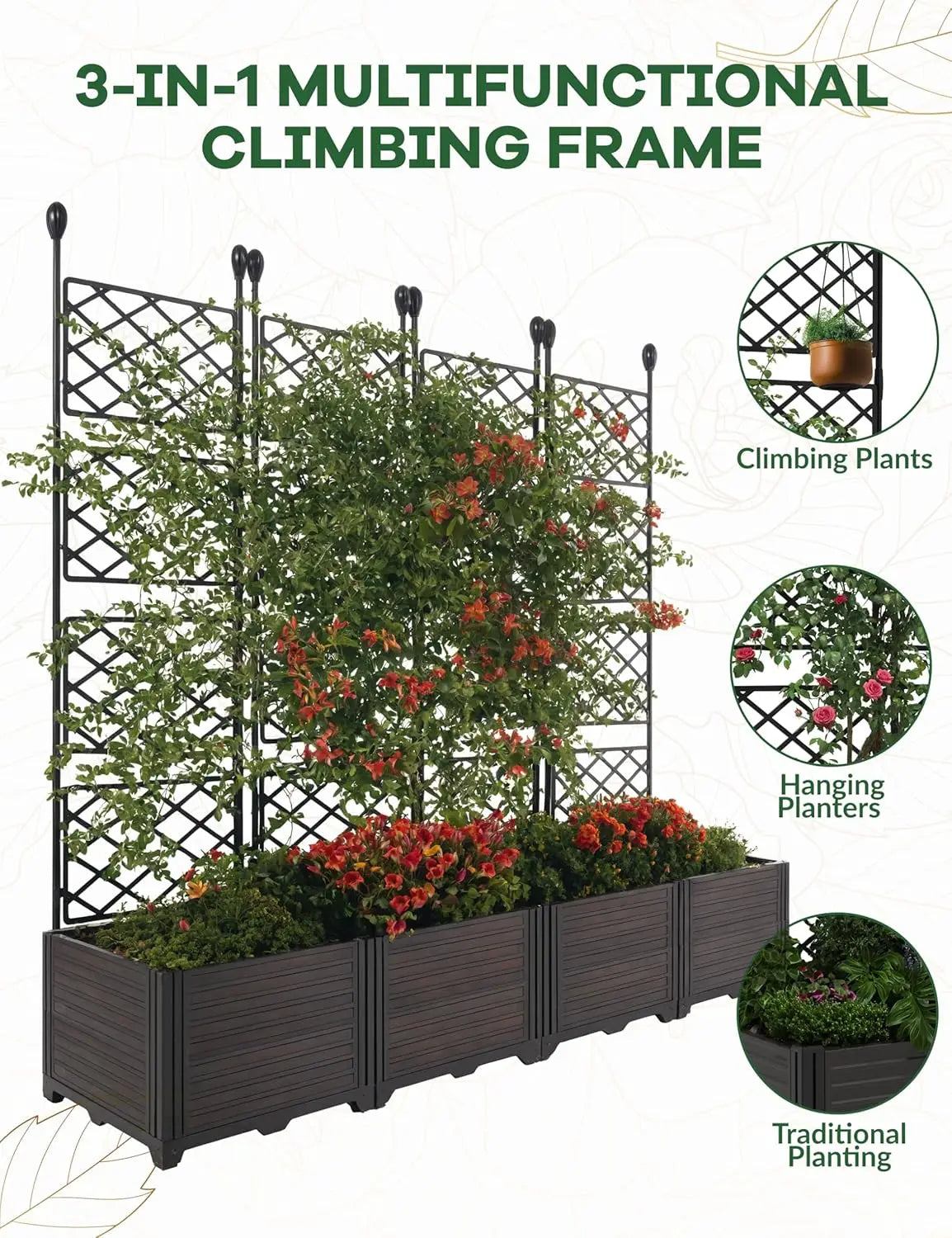 Plant Box with Metal Trellis