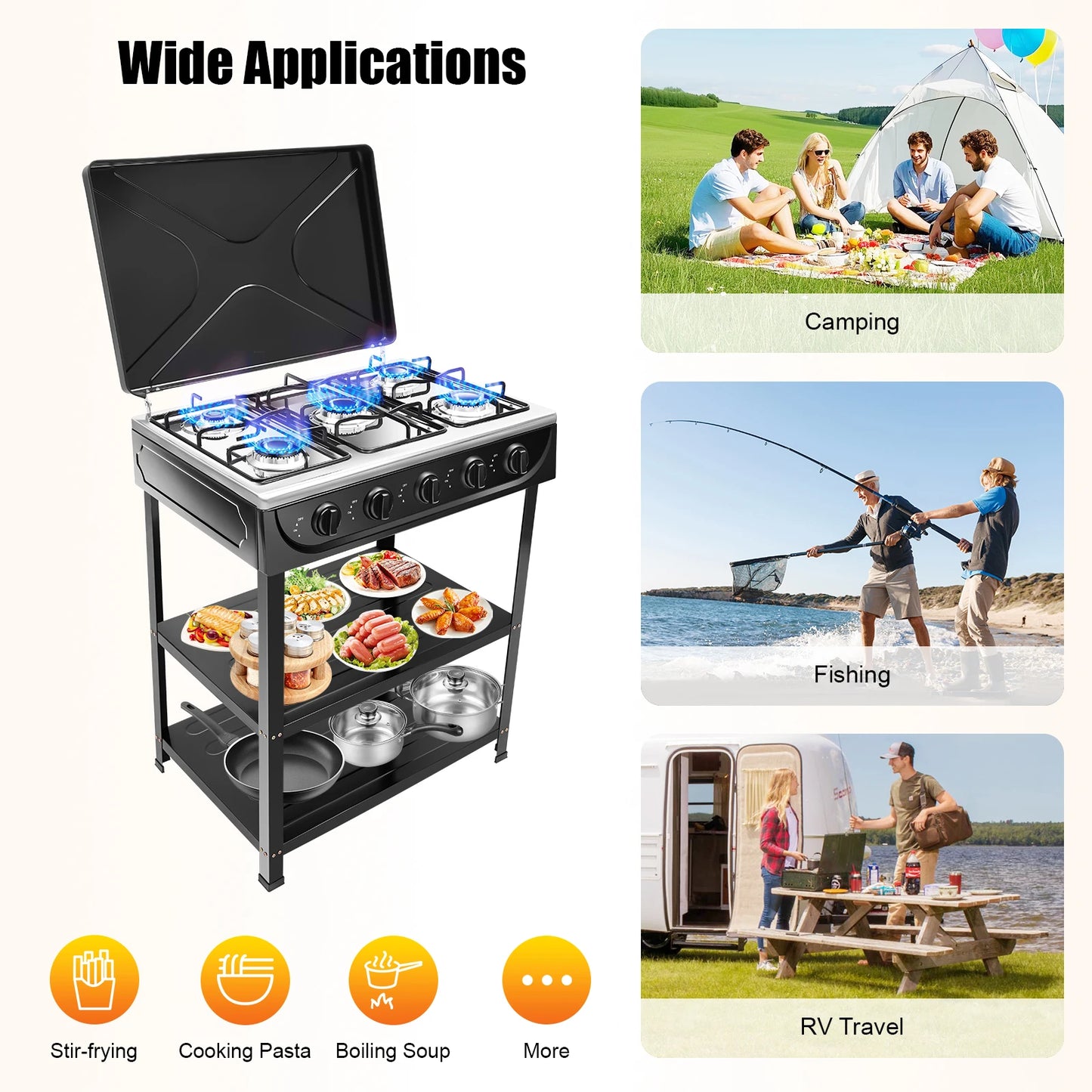Natural Gas Stove with 5 Burners