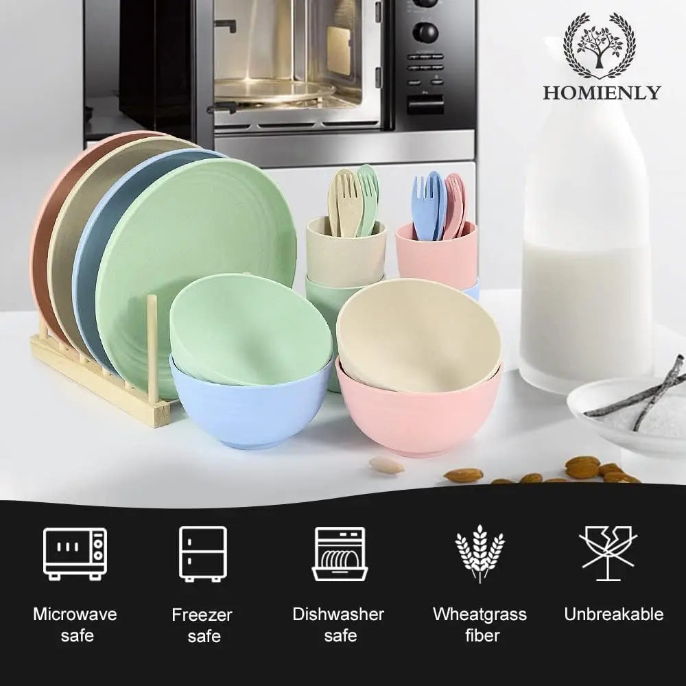 20-Piece Wheat Straw Dinnerware Set for 4 Camping