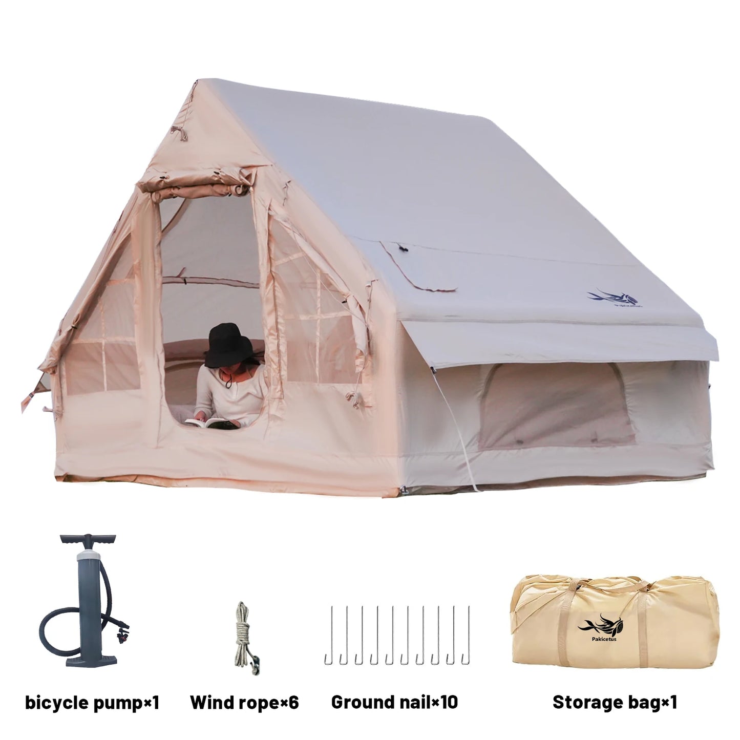 Inflatable , Luxury Camping Tents With Stove Plug