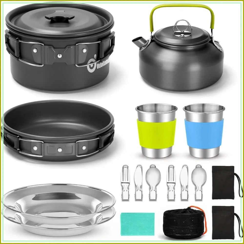 15pcs Non-Stick Camping Cookware Set