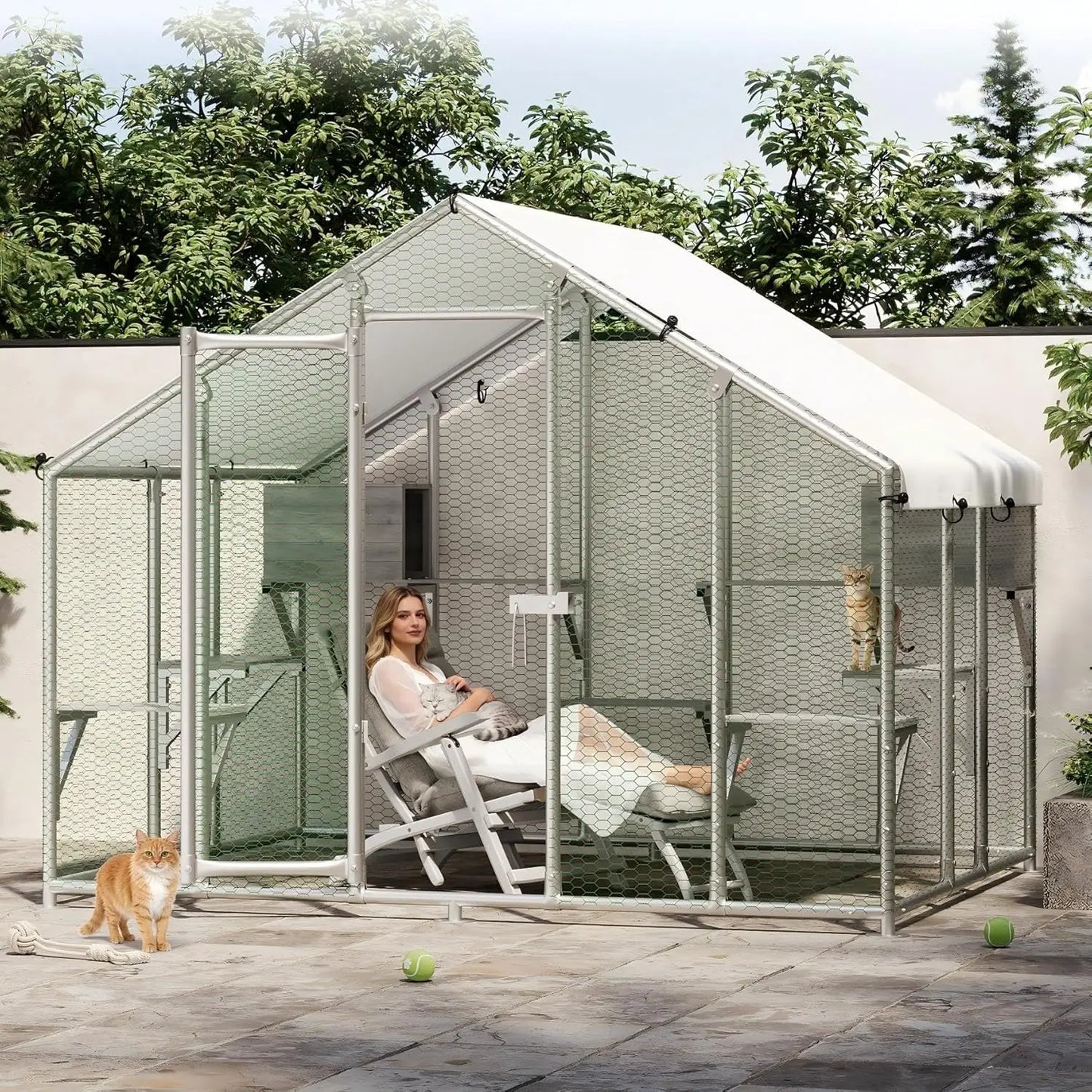 Extra Large Walk in Catio Enclosure with Roof