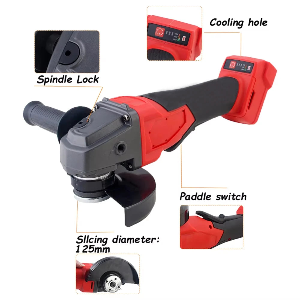 125mm Electric Angle Grinder For Milwaukee 18V Battery