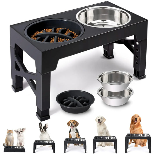 Elevated Dog Bowls - 5 Adjustable Heights