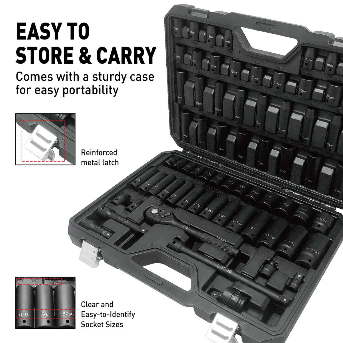 1/2" Drive Impact Socket Set