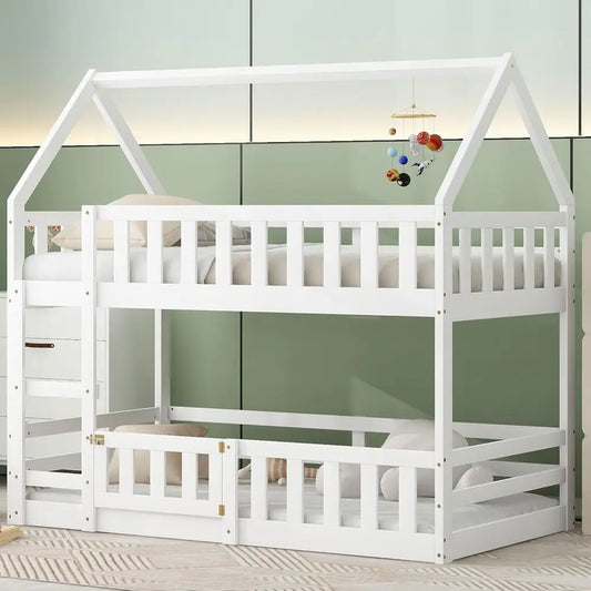Twin Over Twin Bunk Bed with Stairs