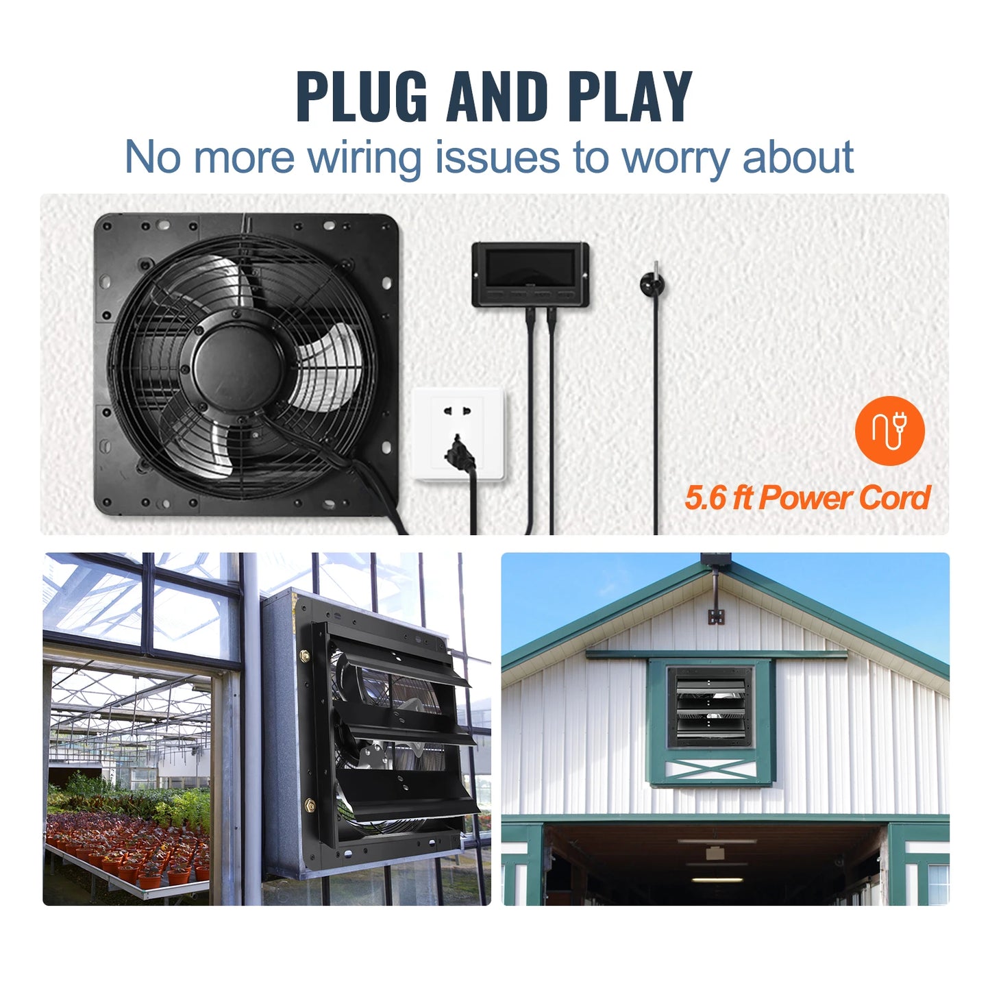 Wall Mount Attic Shutter Exhaust Fan AC