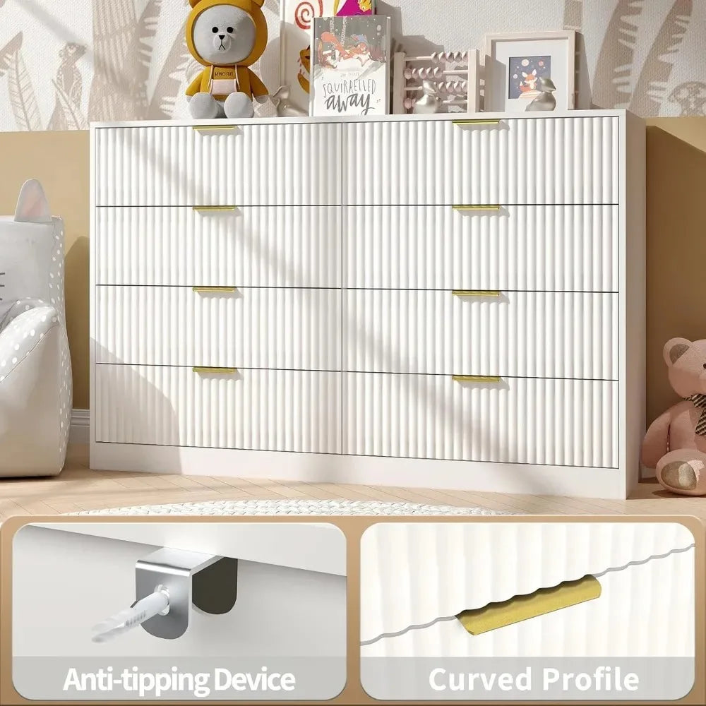Fluted Dresser with 8 Drawer