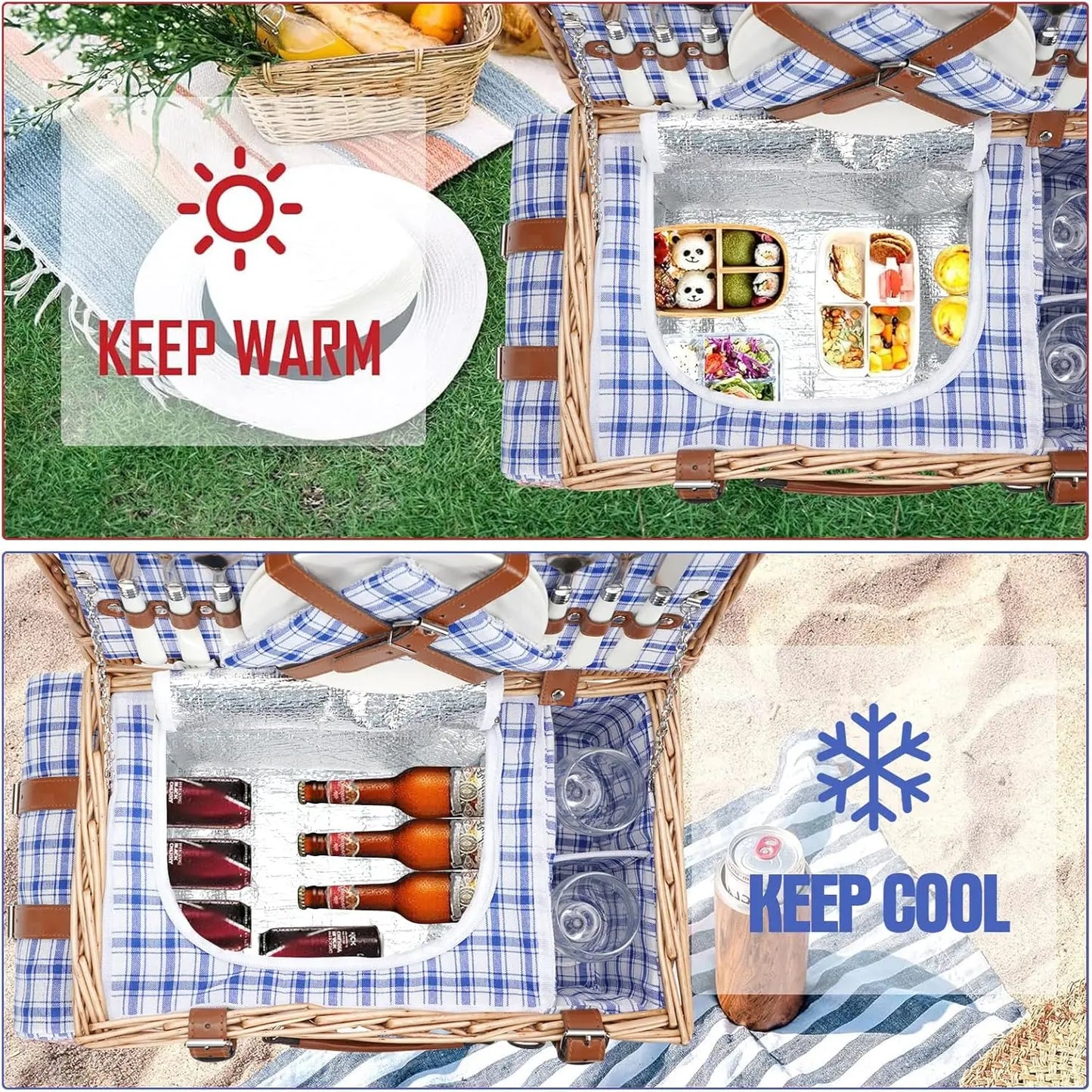 2-Person Wicker Picnic Basket Set