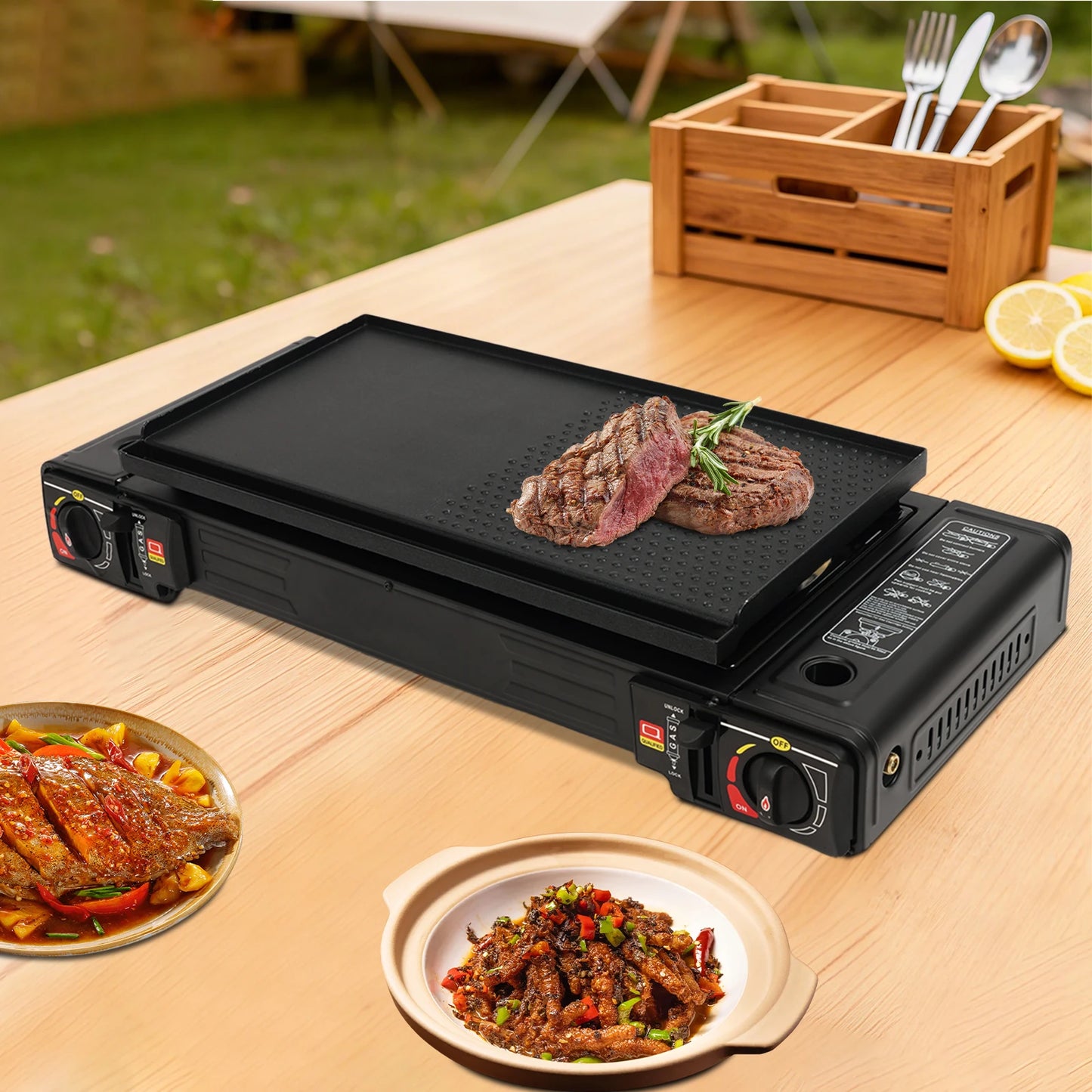 2.5KW Auto Ignition Butane/LPG Gas Stove w/Baking Tray