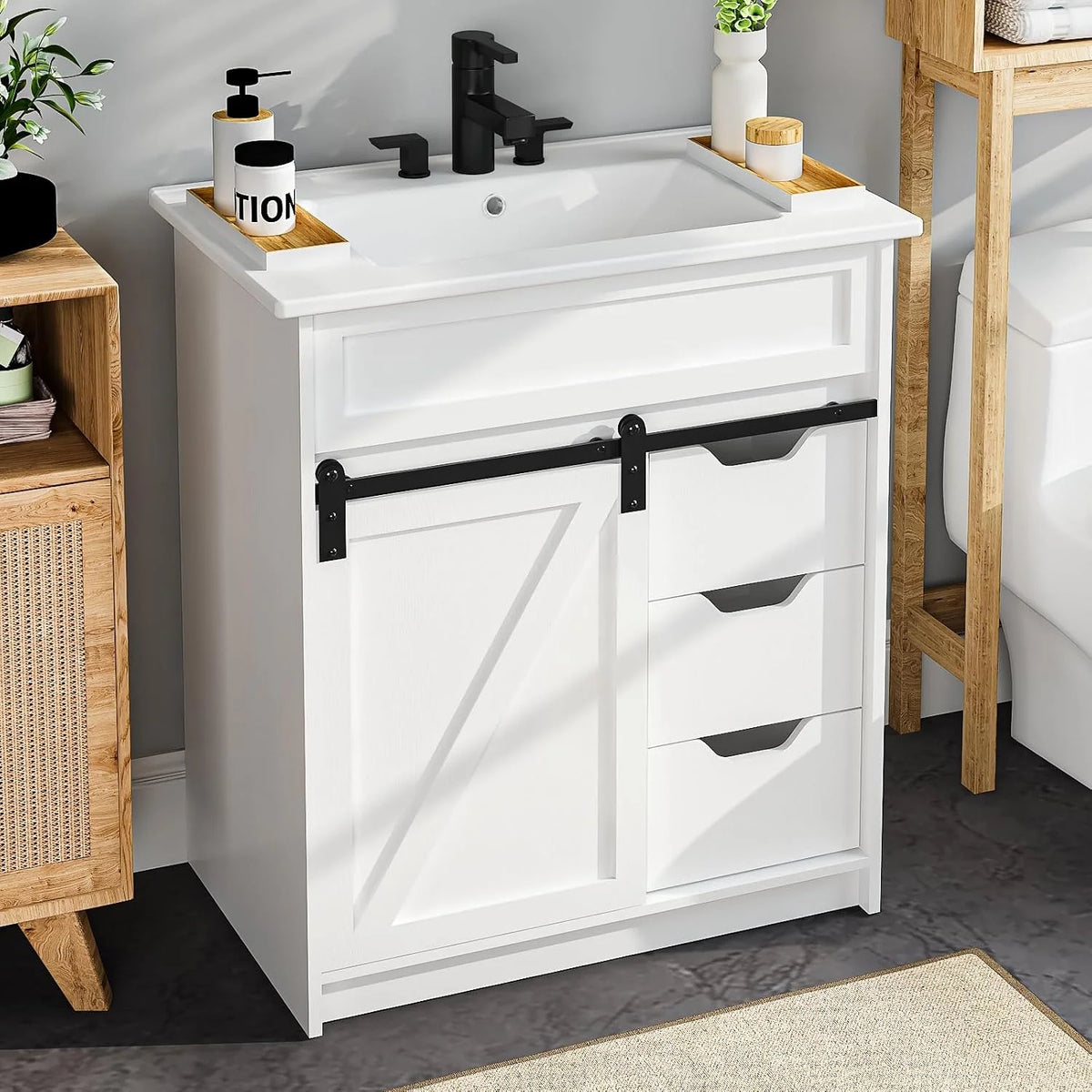 30" Farmhouse Bathroom Vanity with Sink