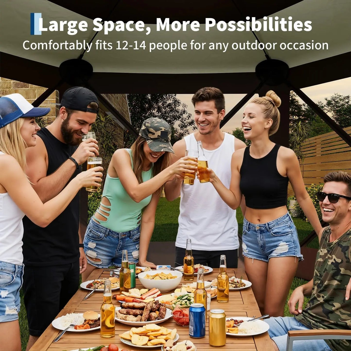 13x13 ft 6-Sided Pop Up Canopy Tent