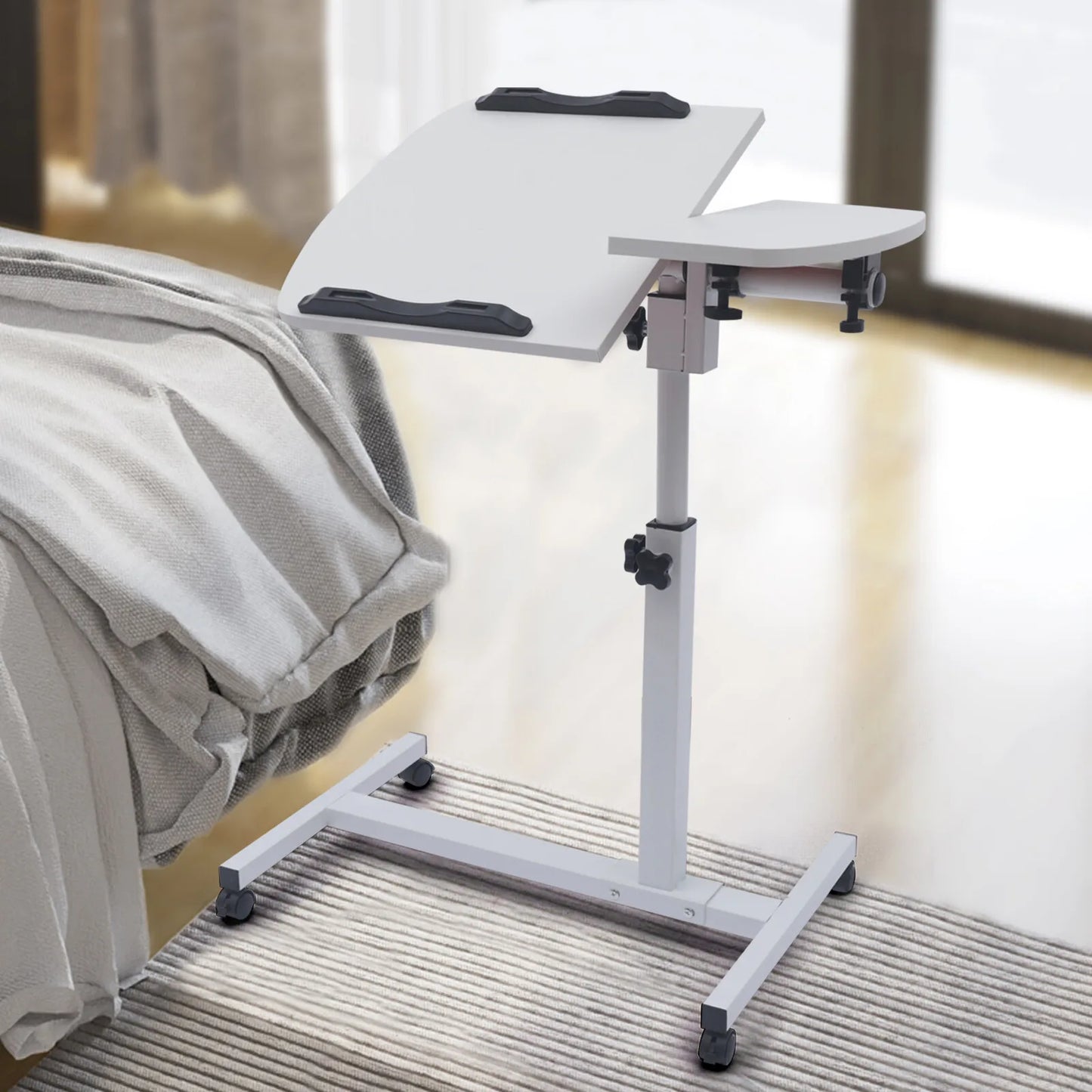 Adjustable Overbed Table with Wheels