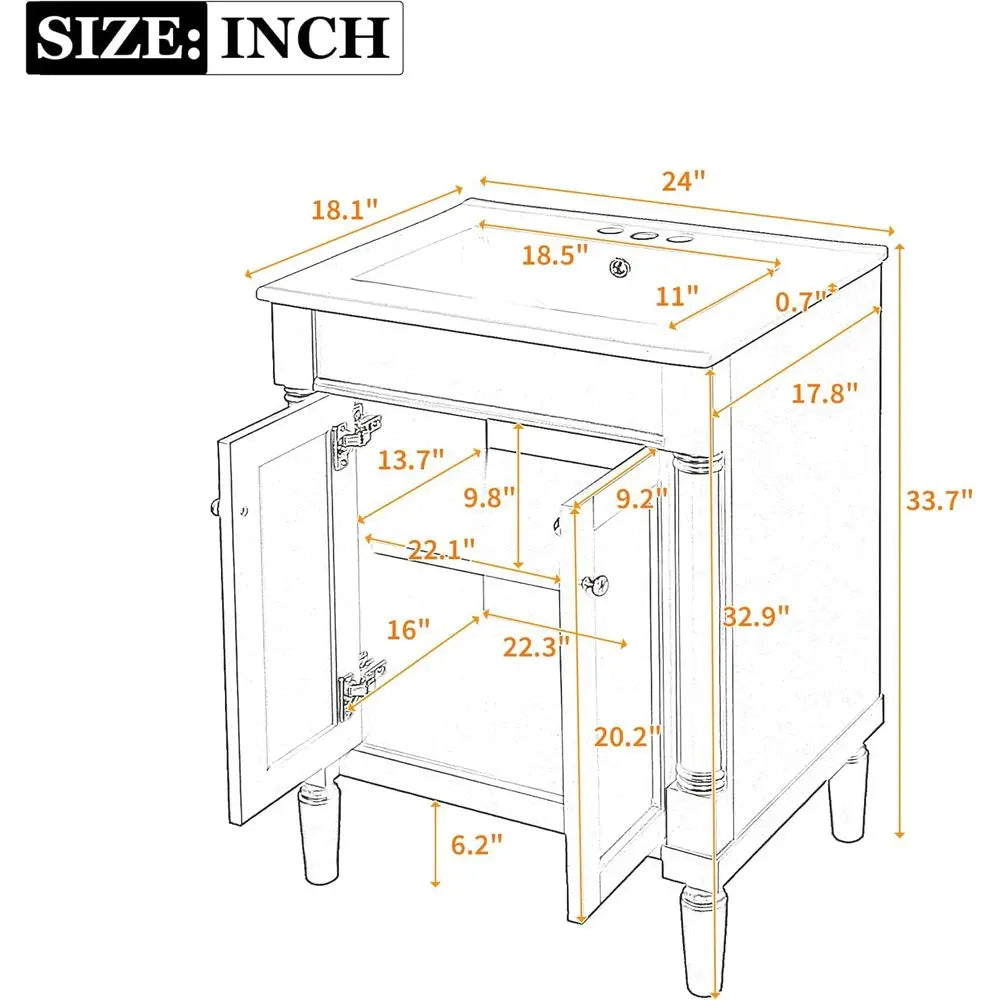 24" Bathroom Vanity with Sink