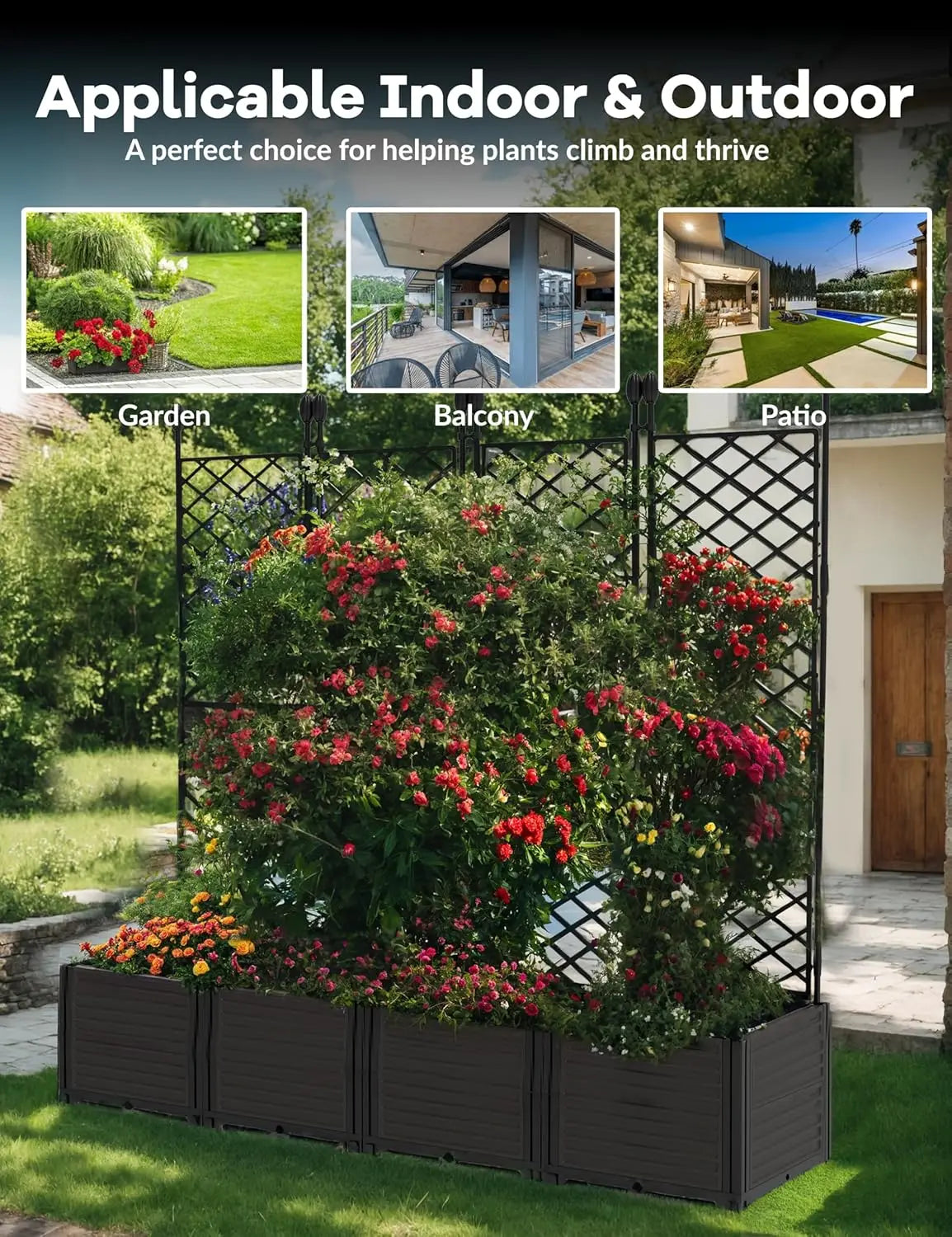 Plant Box with Metal Trellis