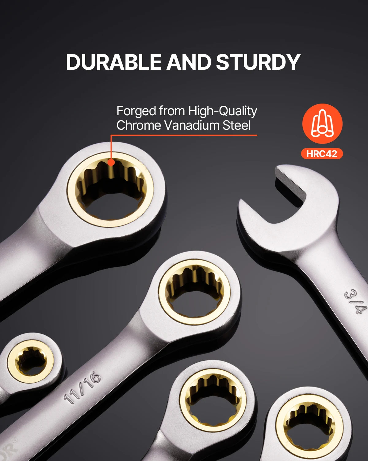 Combination  Ratcheting Wrench Set with Organizer Rack SAE and Metric