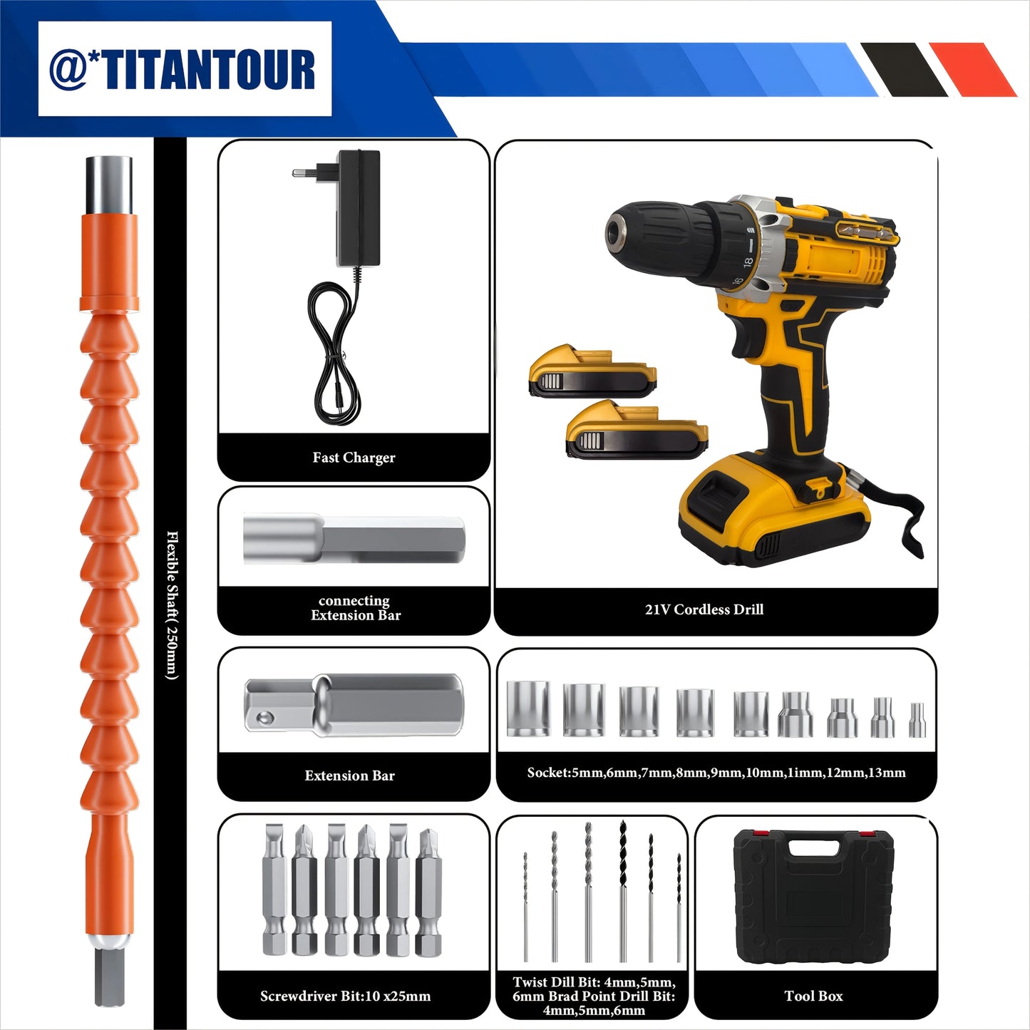 Dual-Battery Drill Kit with LED Light And Carry Case