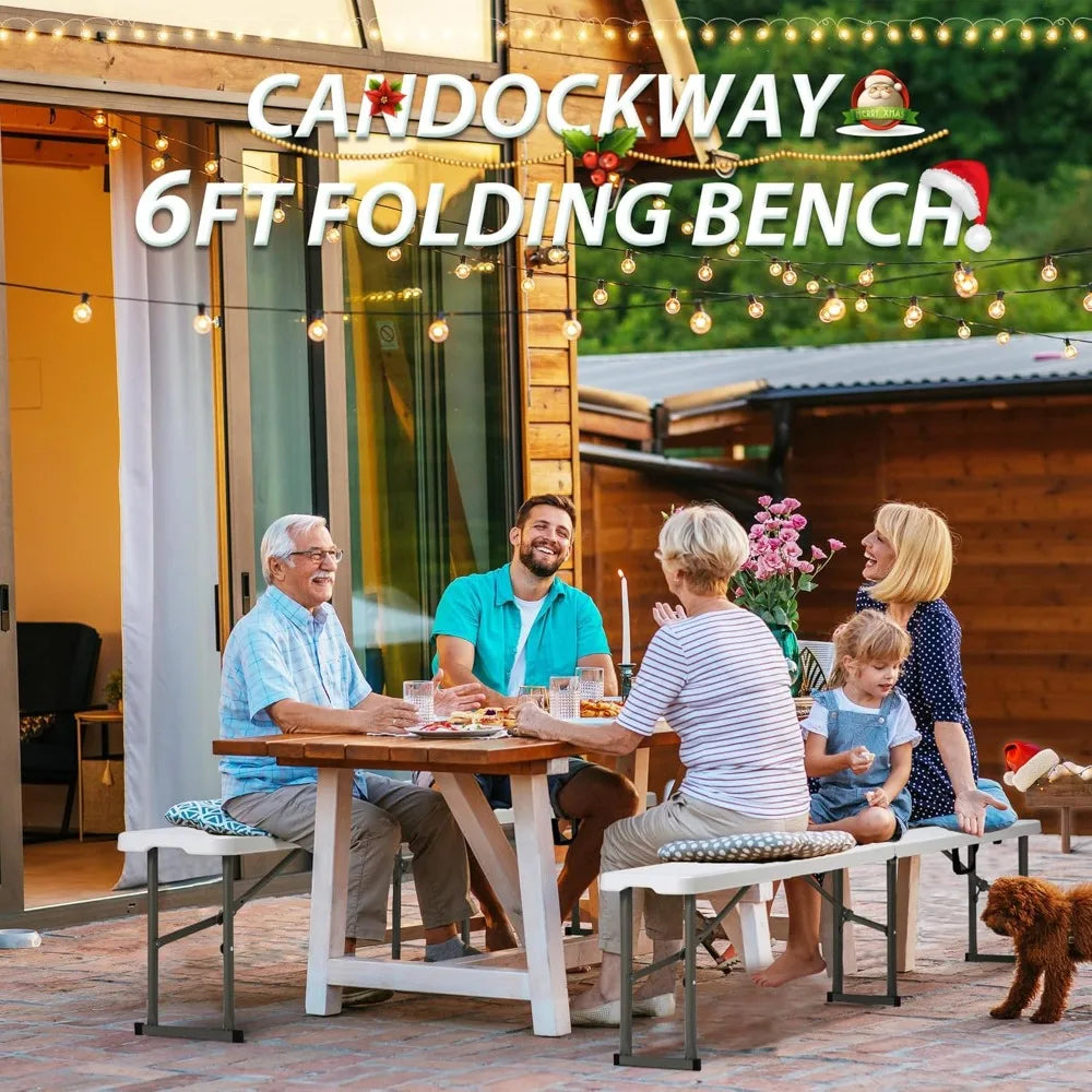 6ft Plastic Folding Bench with Handle & Lock