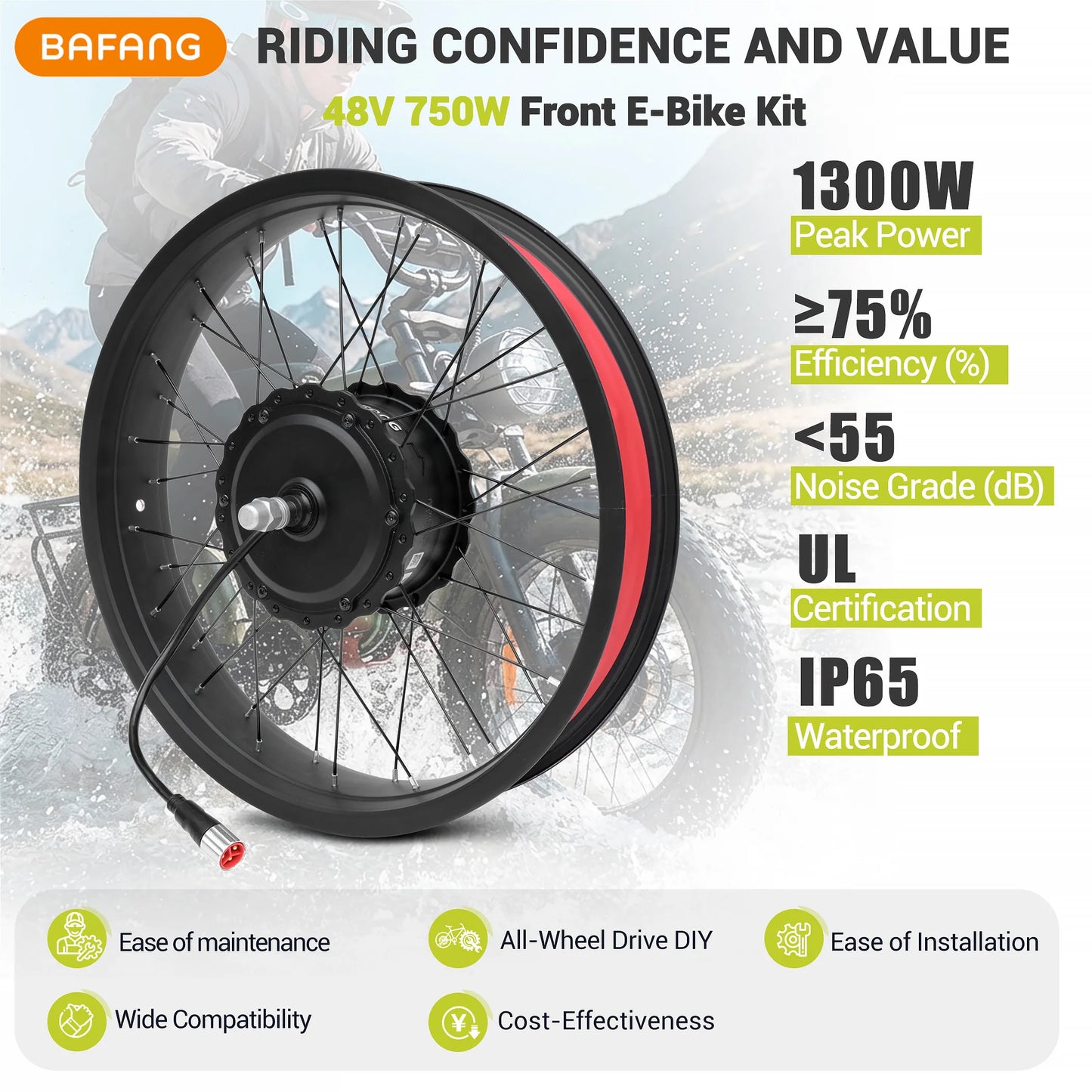 750W Front Wheel Kit, compatible with 20*4.0 size
