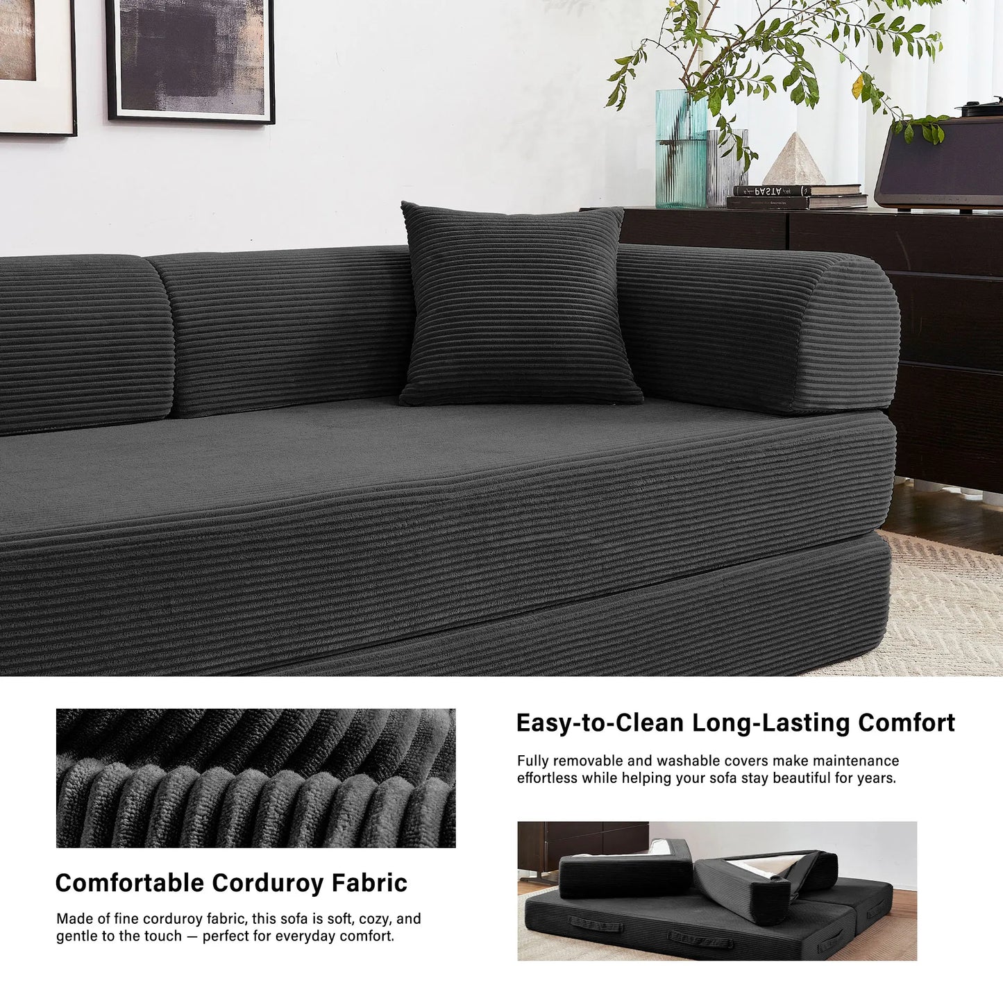 79'' Convertible Futon Sleeper Sofa Bed