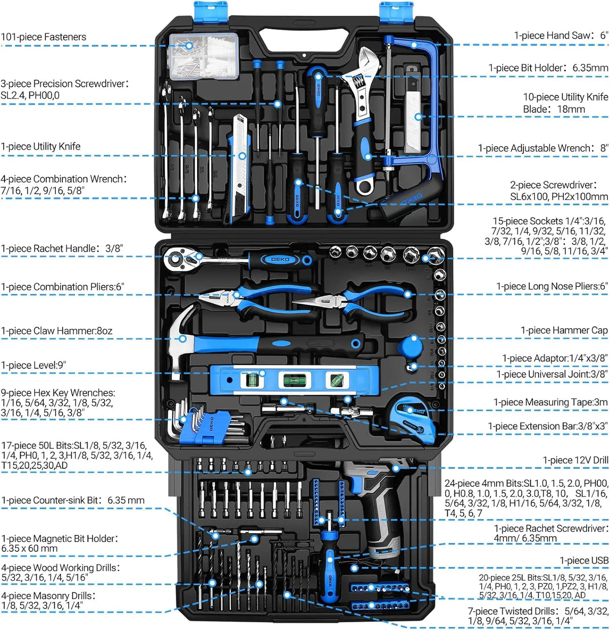 Home Mechanic Toolbox with 12V Drill
