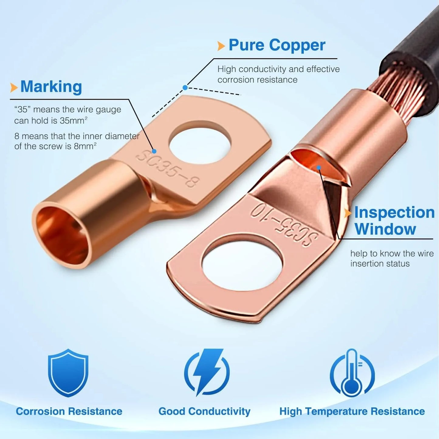 150PCS Copper Wire Lugs and Heat Shrink Tubing