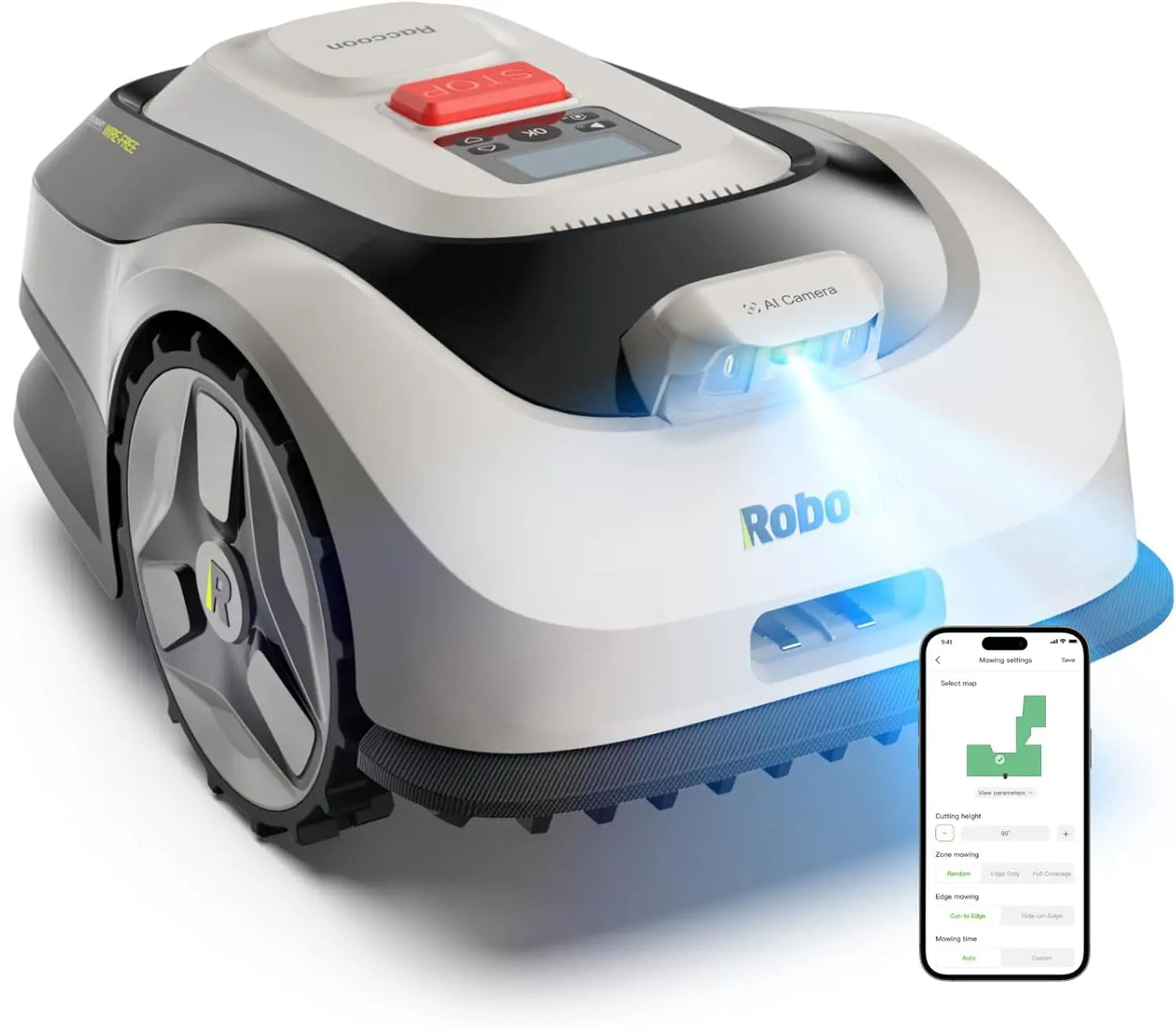 Robot Lawn Mower, Wire-Free for Max. 0.15 Acre Lawn Area, 1.18"–3.15” Cutting Height
