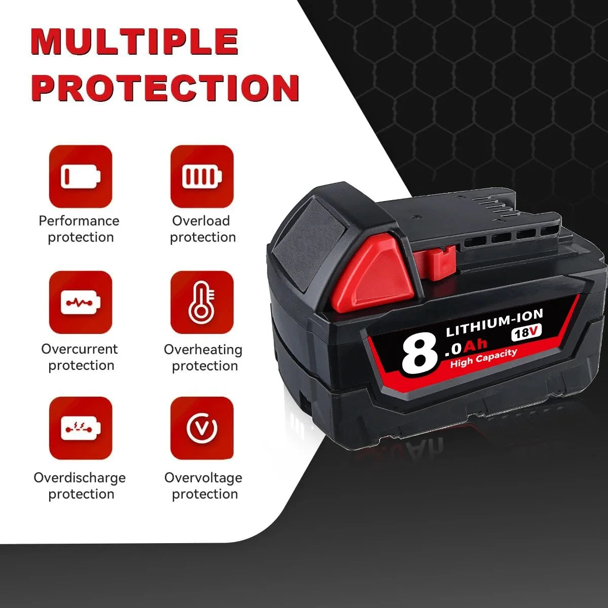 M18 Li-on Battery and Charger Replace for Milwaukee