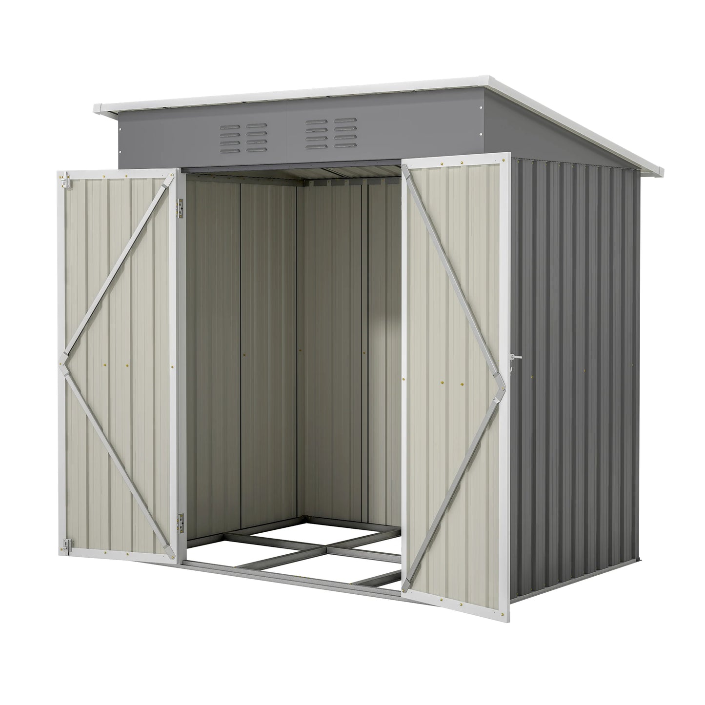 6x4 Ft  Metal Outdoor Storage Shed  with Floor Frame