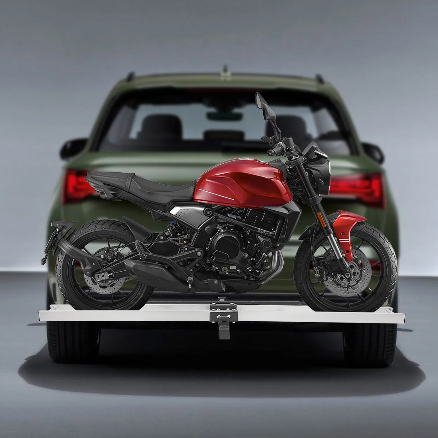 Aluminum Motorcycle Carrier with Loading Ramp, 500lbs