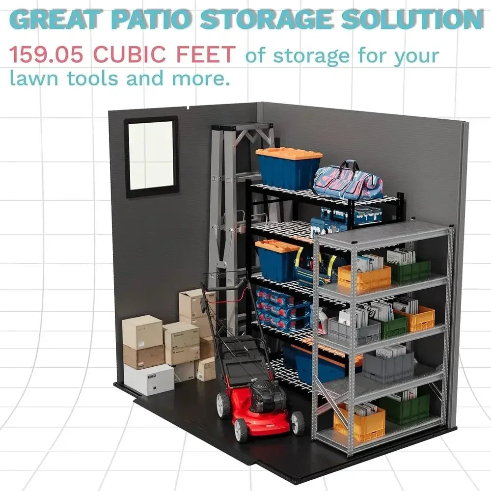 6x4 Plastic Storage Shed with Floor, Window, and Lockable Door