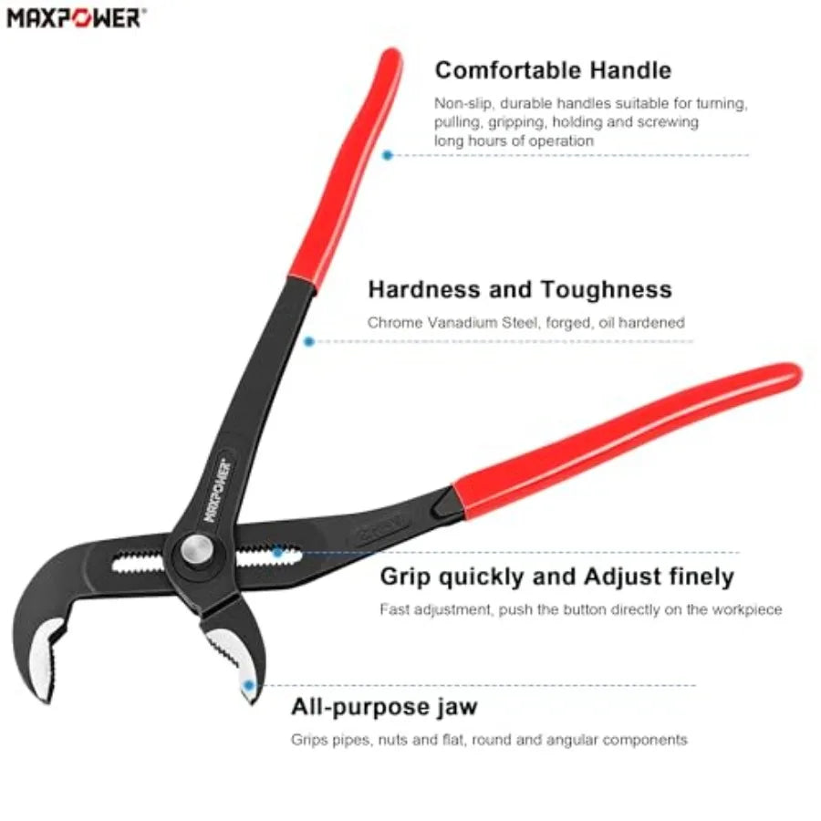 3-Piece Water Pump Pliers Set 7" 10" 16"