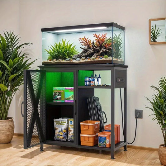 30 gallon metal wood aquarium with electrical outlet