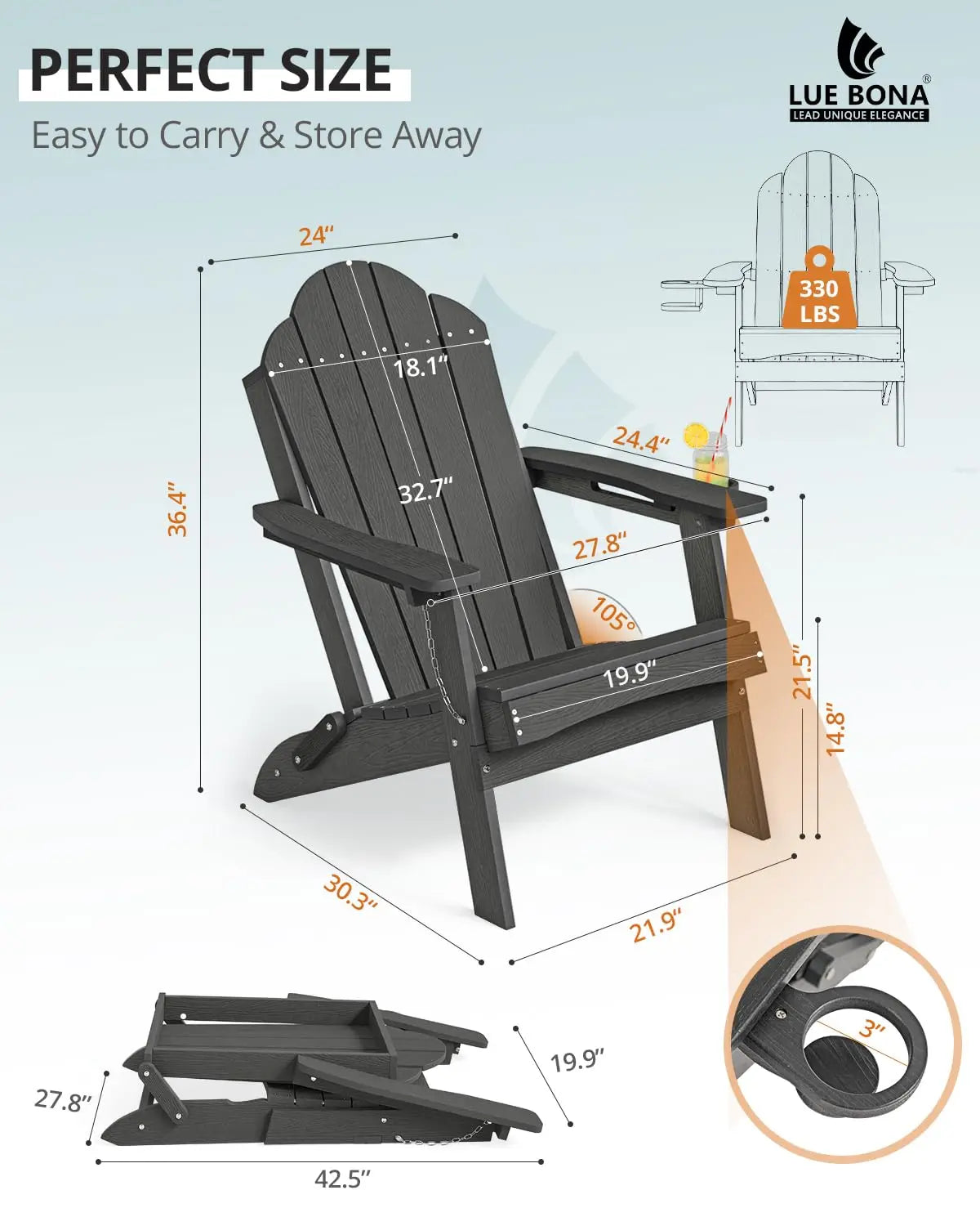 Folding Adirondack Chair Set 4