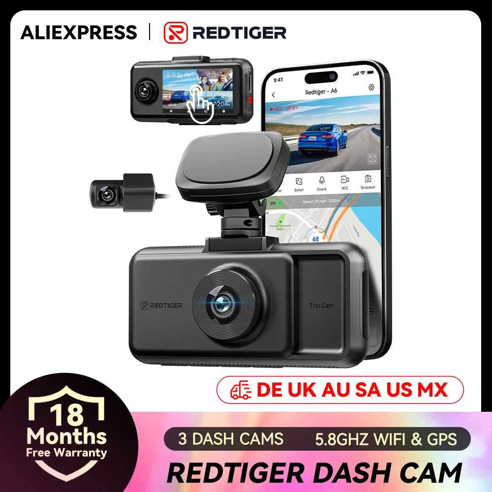4K Dash Cam Built-in 5.8Ghz WiFi GPS