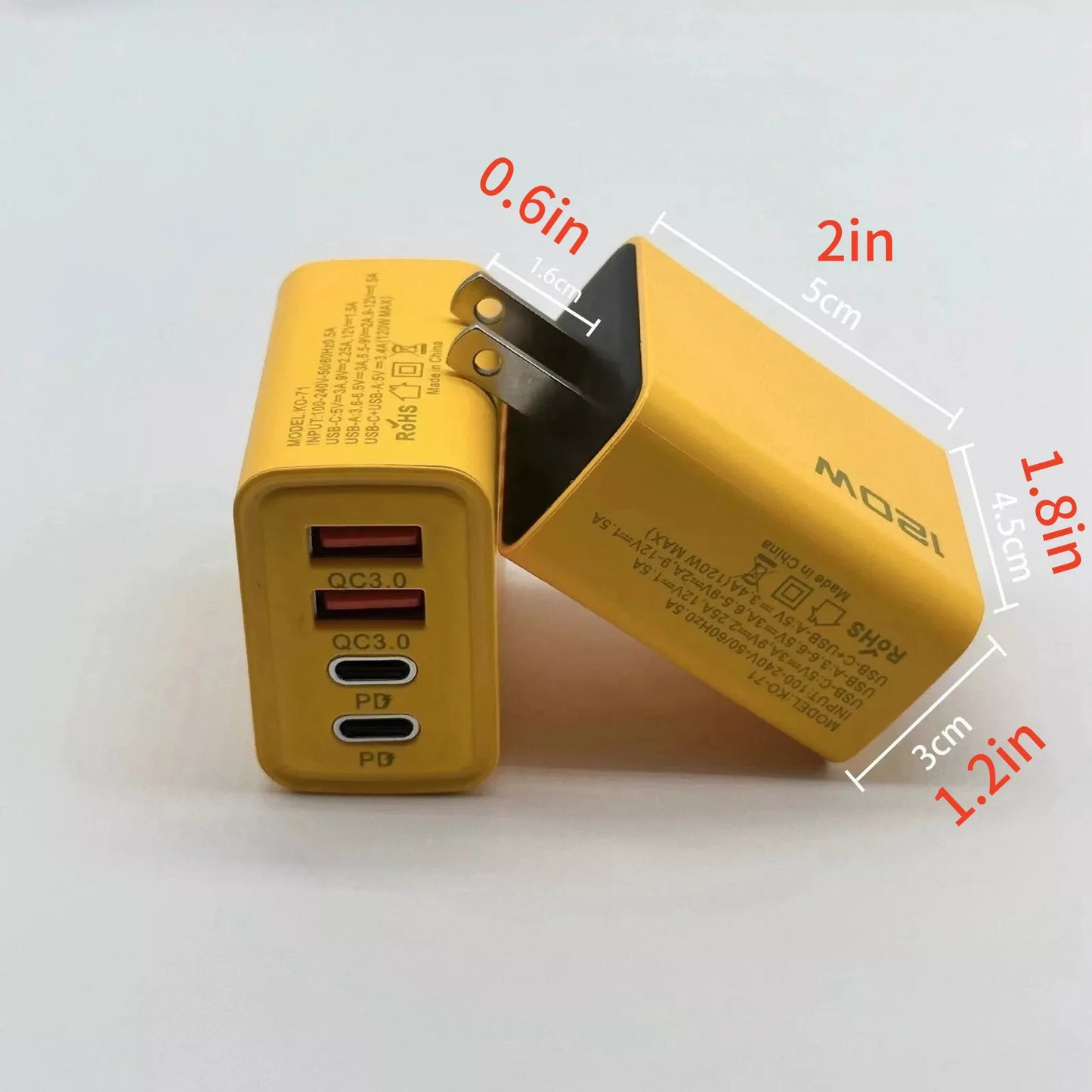 2Pack 120W 4 Port USB Type C  Charger