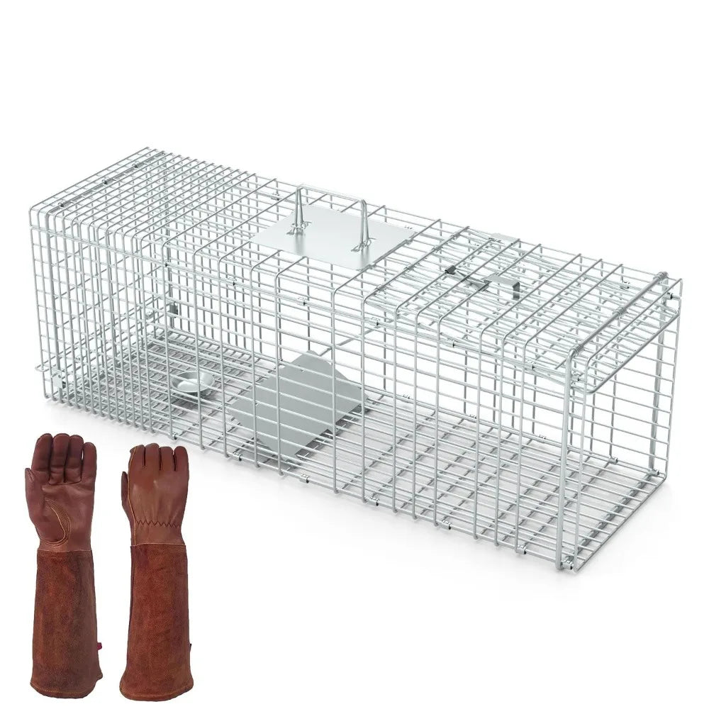 Live animal cage trap with Gloves
